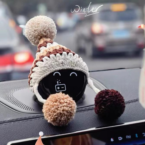 手工针织nomi机器人毛线帽子蔚来