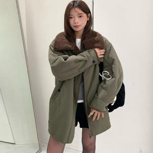 工装 复古帅气大翻领派克服中长款 羊羔毛外套6272 冬季 WAITMORE