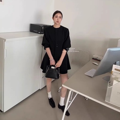 widelia陈姬儿春季法式气质收腰名媛千金短裙女a字长袖西装裙7067
