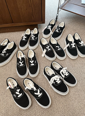 黑色系带增高厚底帆布鞋女单鞋平底百搭板鞋百搭休闲鞋子833