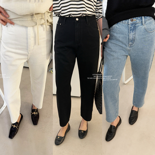 widelia陈姬儿韩系高腰遮跨显瘦烟管裤窄版直筒修身牛仔裤w17188