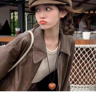 爱心项链黑色长款卫衣链ins韩简约配饰高级感叠戴毛衣链1199