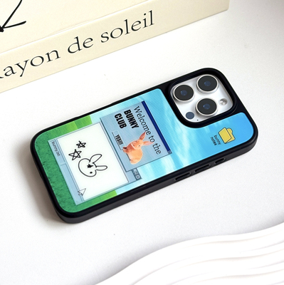 ins像素乐园邦尼兔黑边磨砂磁吸手机壳适用苹果iPhone1promax手机壳16pro玻璃手机壳14全包13手机壳16plus