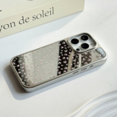 韩系ins春日小碎花懒懒同款 电镀镜面银框磁吸手机壳适用iPhone17promax手机壳17pro镜面14pro全包少女心甜美