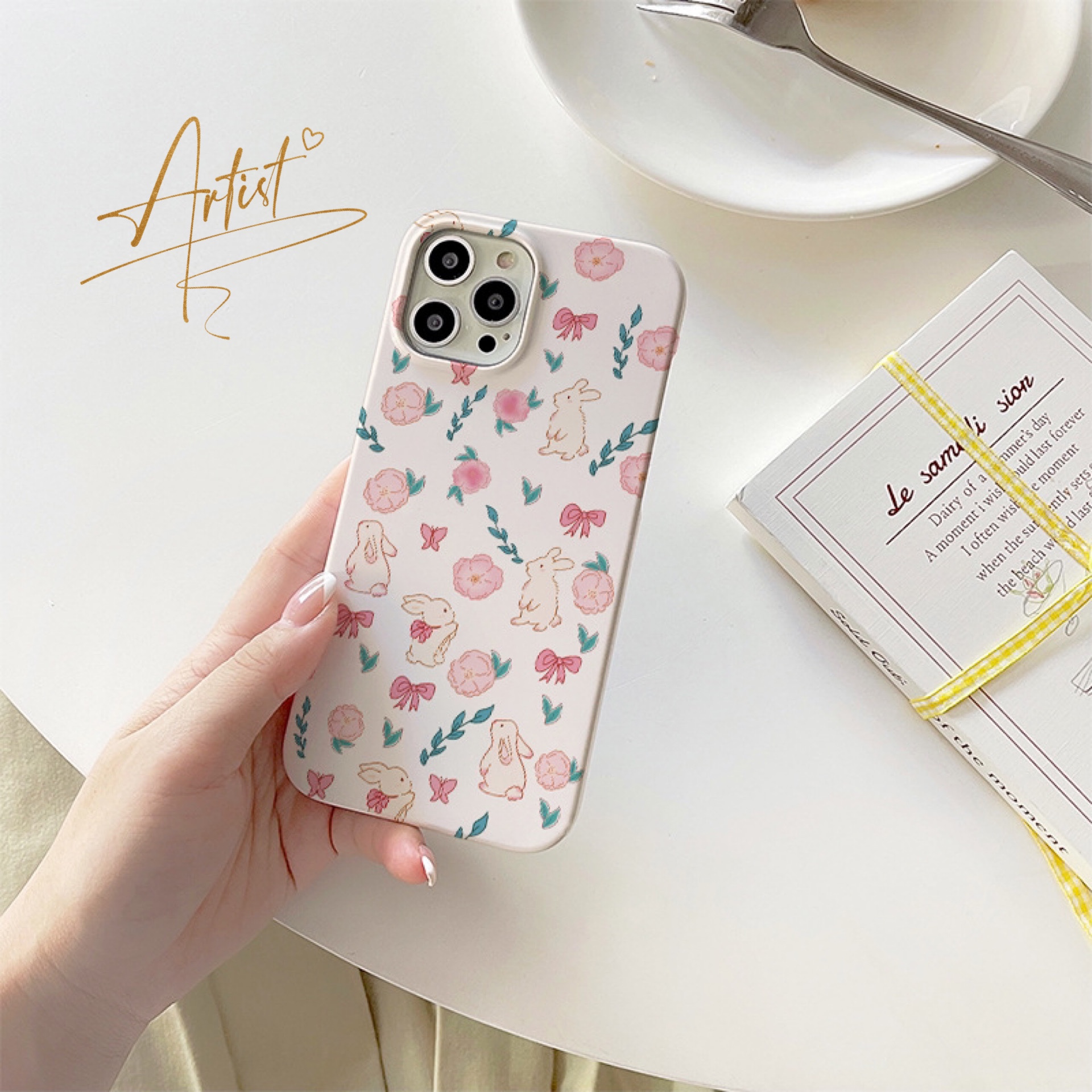 小众ins花朵兔子菲林壳适用于iPhone17promax苹果16pro手机壳13pro硬壳全包14简约少女12max小清新15