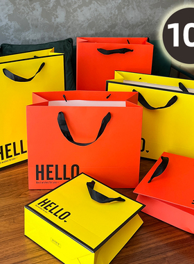 高级感橙色加厚礼品袋服装店时尚手提袋定制logo化妆品纸袋定做