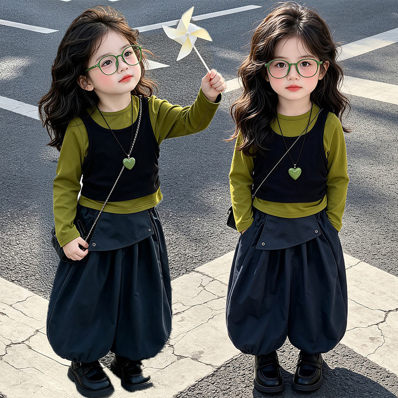 2026春秋女童韩系灯笼裤两件套图片