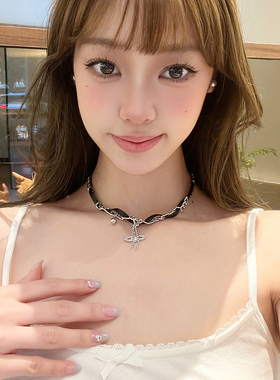 流苏星球皮质项链锁骨链女