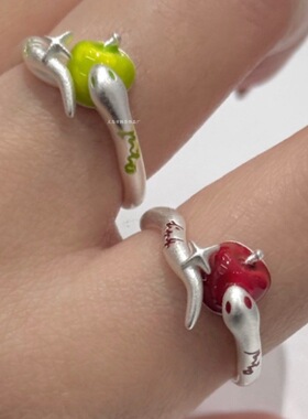 【7柒seven】甜酷风平安果灵蛇戒指清冷感小众精致本命年食指戒女