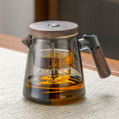 飘逸杯泡茶壶2024新款高端玻璃内胆茶水分离按压式一键家用茶具