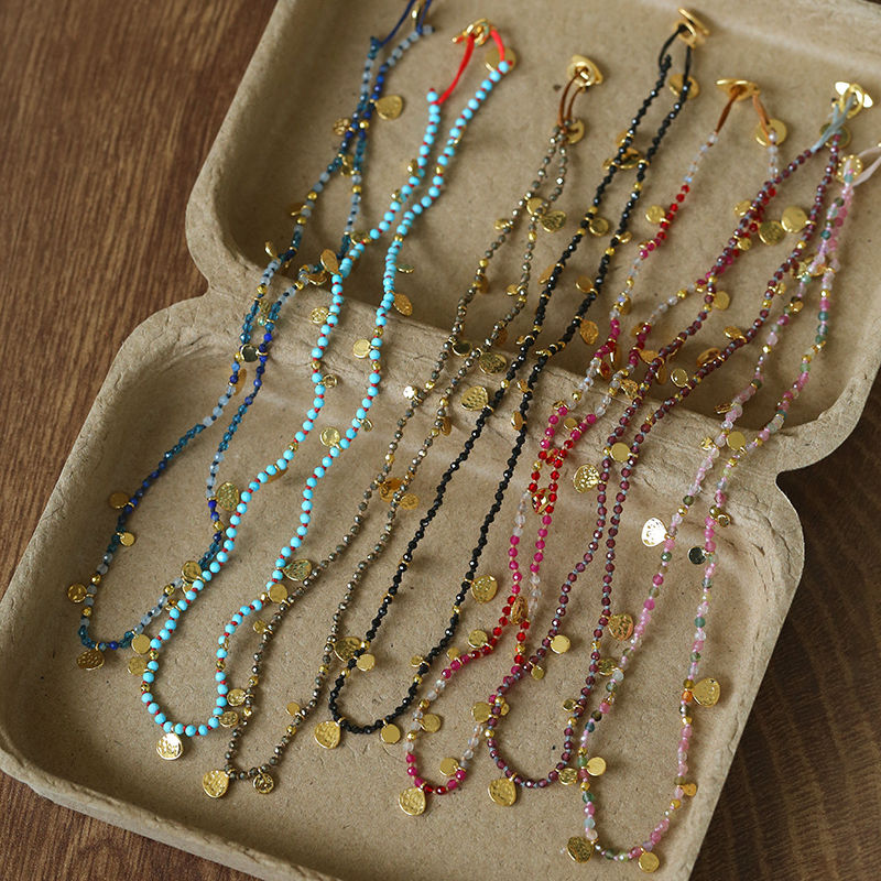 天然石波西米亚风彩色项链