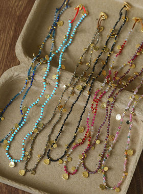 天然石波西米亚风彩色项链