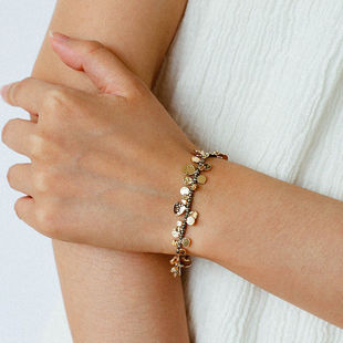 TU家波西米亚小众设计不规则金色亮片金矿石手链女轻奢高级感手饰