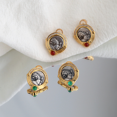 耳钉FunDaisy玛瑙复古女