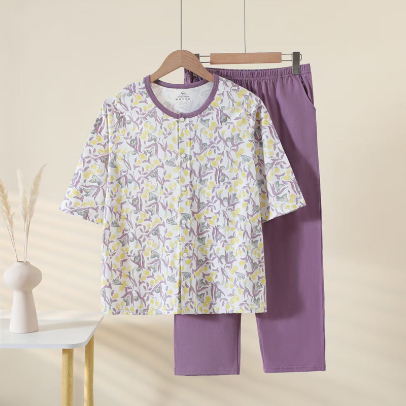 中老年薄款家居服睡衣裤女
