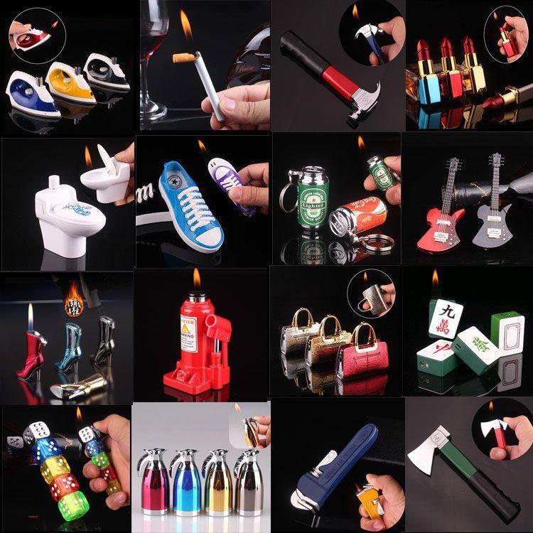 搞怪金属工艺品明火充气打火机钥匙链金属挂件地摊网红热卖小礼品