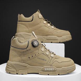 2023秋季 高帮厚底休闲马丁靴旋转纽扣户外工装 男士 短靴 上新男士