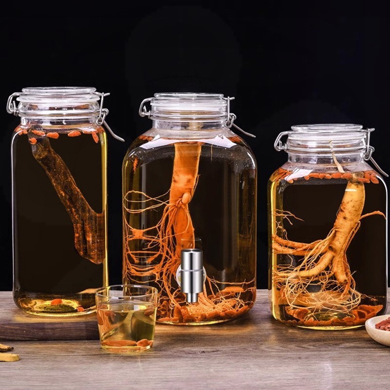 泡酒玻璃瓶子白酒瓶空瓶卡扣盖密封罐酒坛子人参鹿茸专用装酒容器
