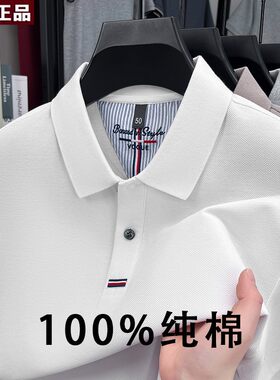 意大利高端品牌纯棉翻领poloT恤休闲男装宽松打底体恤衫上衣男装