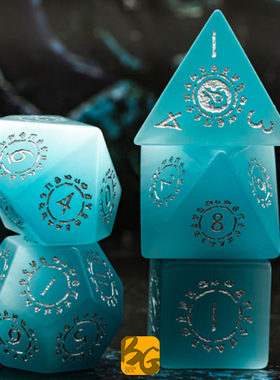 【桌游乱炖】蓝色猫眼宝石 符文骰子 Cat Eye Gemstone TRPG DICE
