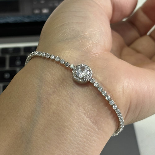 闪光网球素链手链925银女款轻奢小众七夕情人节礼物