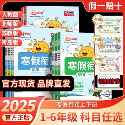 2025春阳光同学寒假衔接作业本寒假口算练字帖阅读一二三年级四五六123456年级语文数学小学生专项训练习册同步复习预习假期作业本