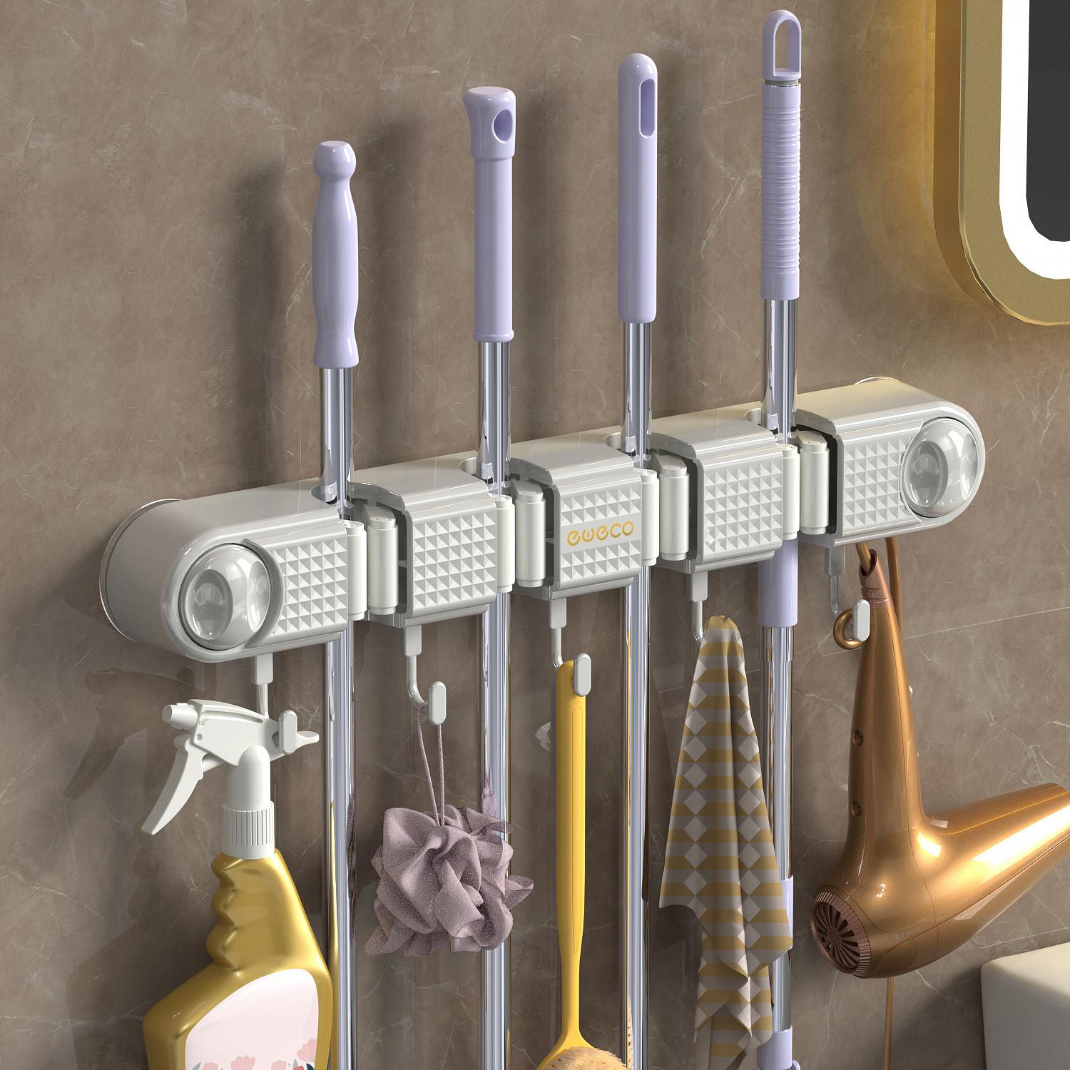 浴室拖把夹挂钩壁挂免打孔拖把架卫生间拖布收纳挂钩拖把架固定卡
