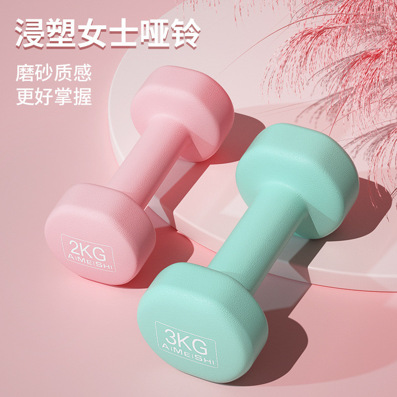 女士跳操哑铃 男士实心纯铁瑜伽小哑铃家用 儿童练手臂1/2公斤