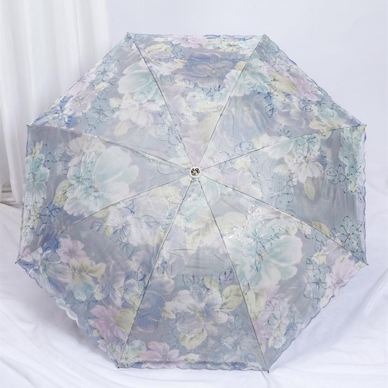 双层刺绣立体公主雨伞蕾丝花边太阳伞防晒防紫外线女黑胶遮阳伞