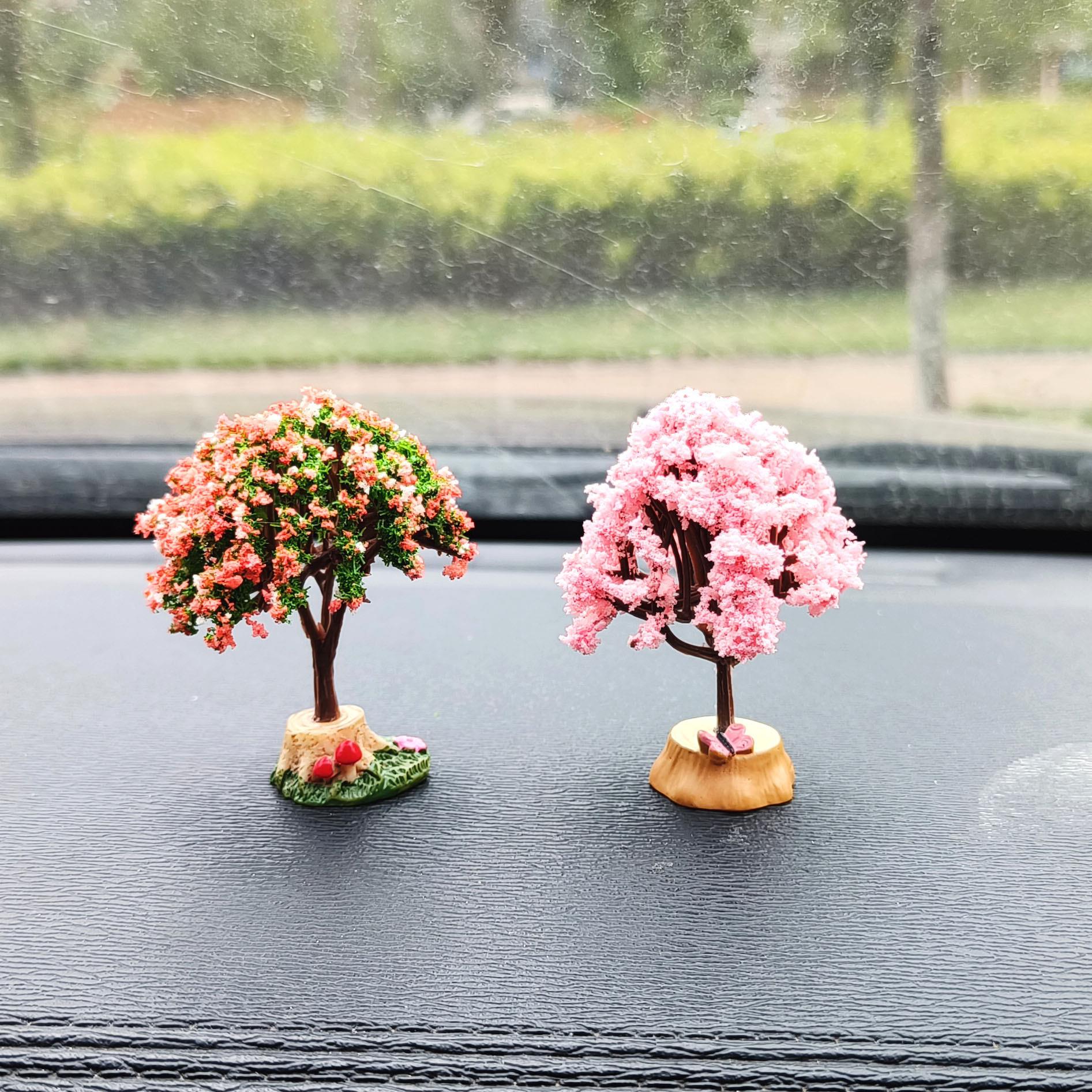 新款汽车迷你小树小摆件中控台车载绿植装饰车内仿真花装饰微景观