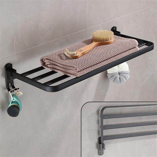黑色浴室免打孔折叠单层浴巾架壁挂 太空铝卫生间毛巾架一层简约,家装主材,浴巾架/毛巾架,淘宝优惠券,粉丝福利购,淘宝优惠卷