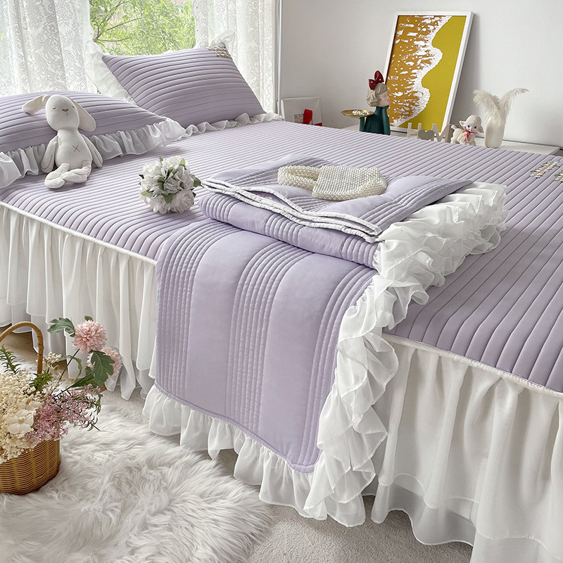 类凉感丝加厚乳胶凉席夏被纯棉加厚床裙款四件套可水洗三件套席