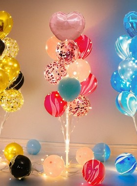 落地发光立柱地飘气球支架生日装饰桌飘场景布置店铺开业气氛用品