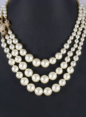 星球系列珍珠项链优雅时尚新款多层珍珠项饰毛衣链礼服旗袍颈链