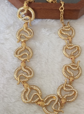 青岛中古饰品复古重工小众设计盘蛇轻奢耳钉欧美风项链中古首饰