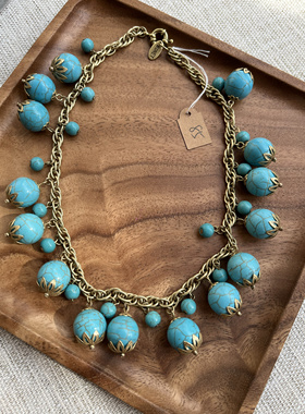 欧美外贸饰品蓝色珠子时尚百搭气质简约个性项链锁骨链