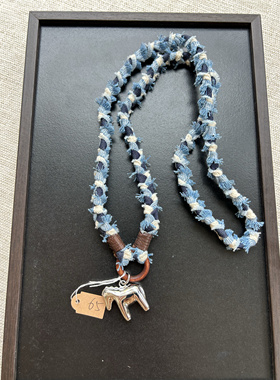 木马雕塑吊坠项链牛仔布手工编织高级感小众十字架合集