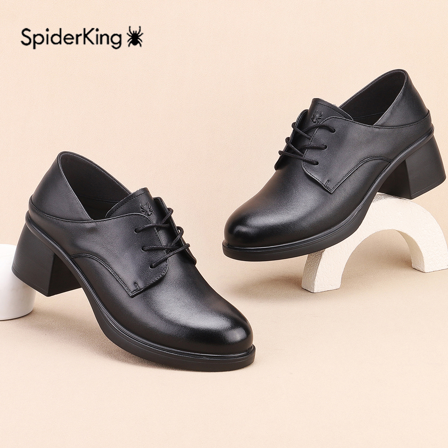 头层牛皮蜘蛛王真皮单鞋女小皮鞋