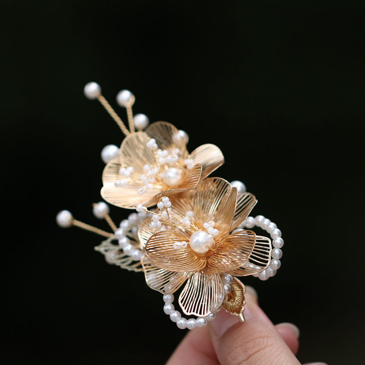 流苏手工金属花朵饰品新中式