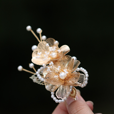 流苏手工金属花朵饰品新中式