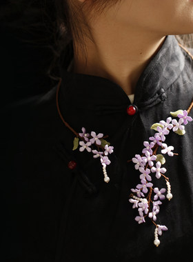 紫色丁香花小众高级颈链