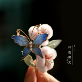 新中式 蝴蝶胸针女国风旗袍配饰别针日常百搭小众设计感配饰外套粉