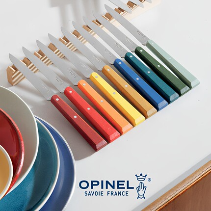 法国OPINEL bonappetit彩色西餐厅牛排刀木手柄不锈钢家用水果刀