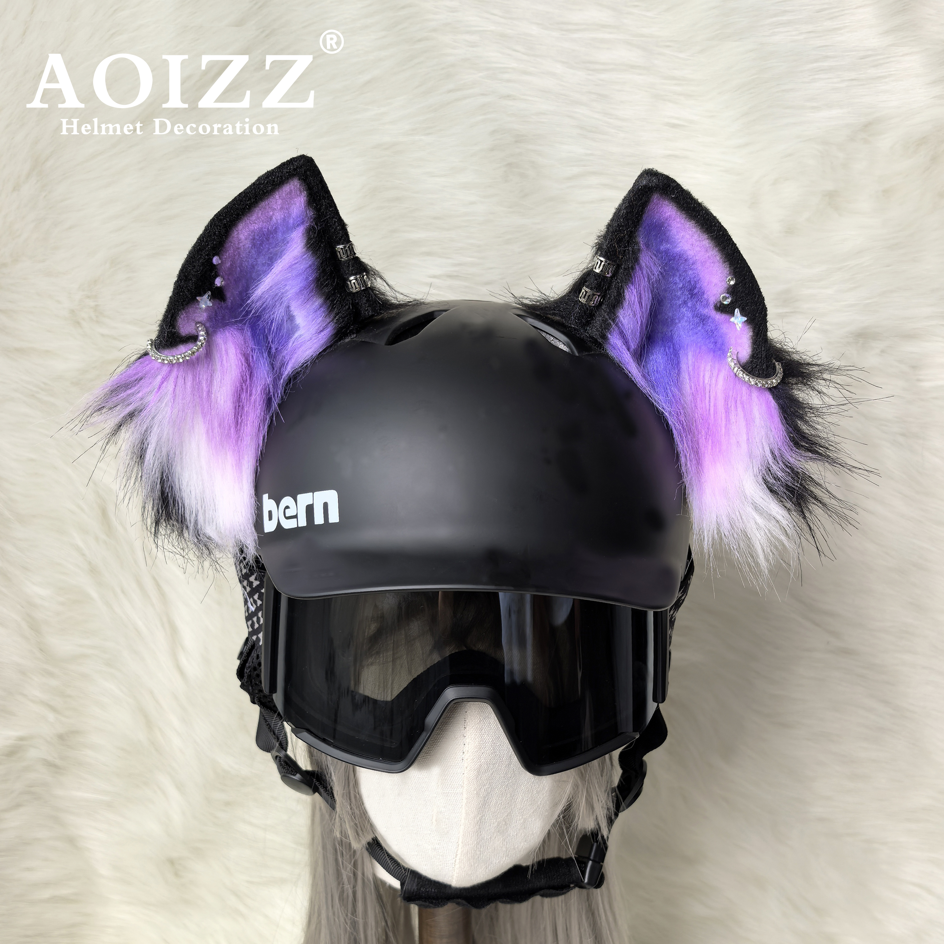 AOIZZ星空狐兽狐耳朵头盔装饰品