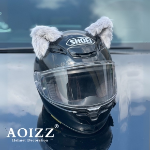 ◆AOIZZ◆超毛绒立体猫耳朵配饰配件头饰滑雪机车摩托女头盔装饰