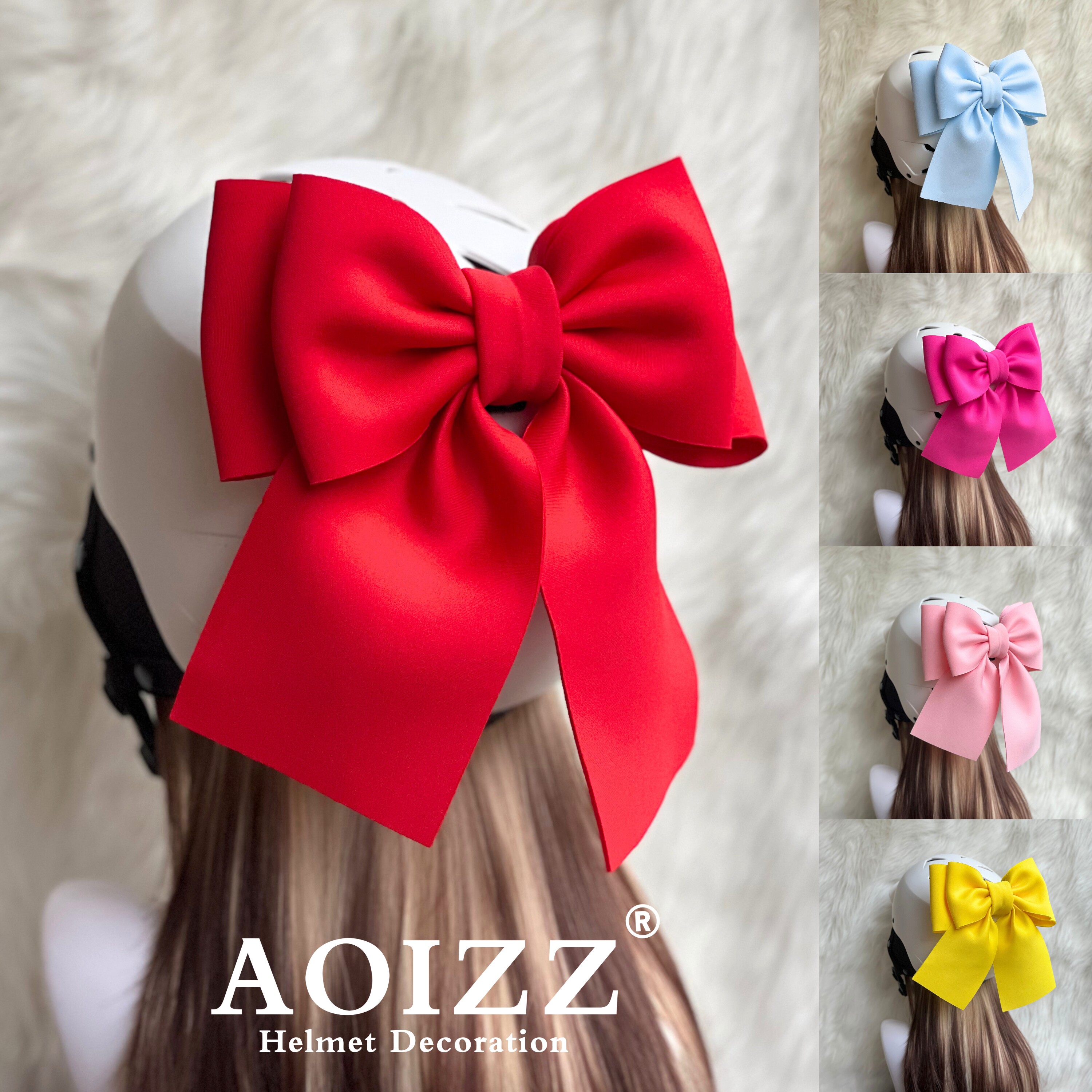 头盔蝴蝶结顶部摩托车小配件全盔电动车女支架卡扣滑雪头盔装饰品