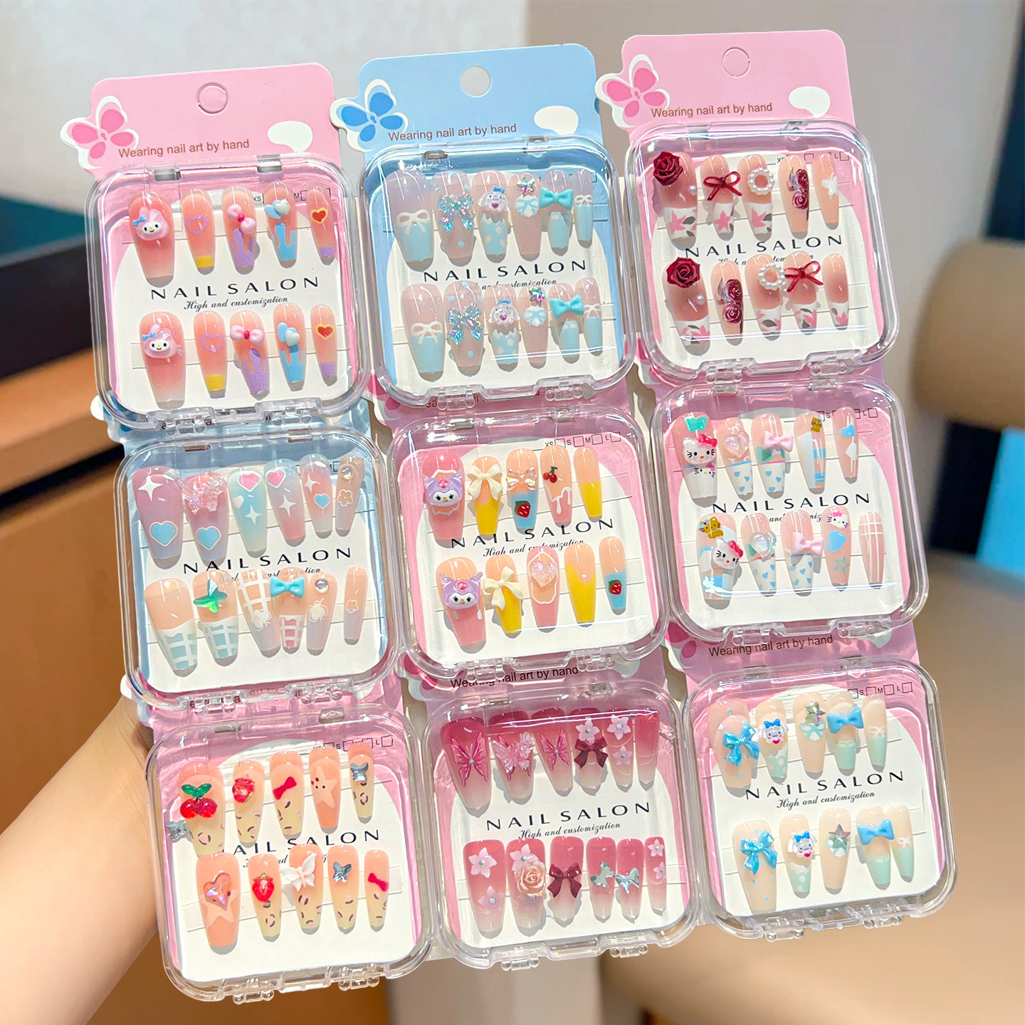 儿童穿戴甲女童宝宝可爱甜美美甲贴片指甲贴卡通立体贴纸环保防水,童装/婴儿装/亲子装,发饰,淘宝优惠券,粉丝福利购,淘宝优惠卷