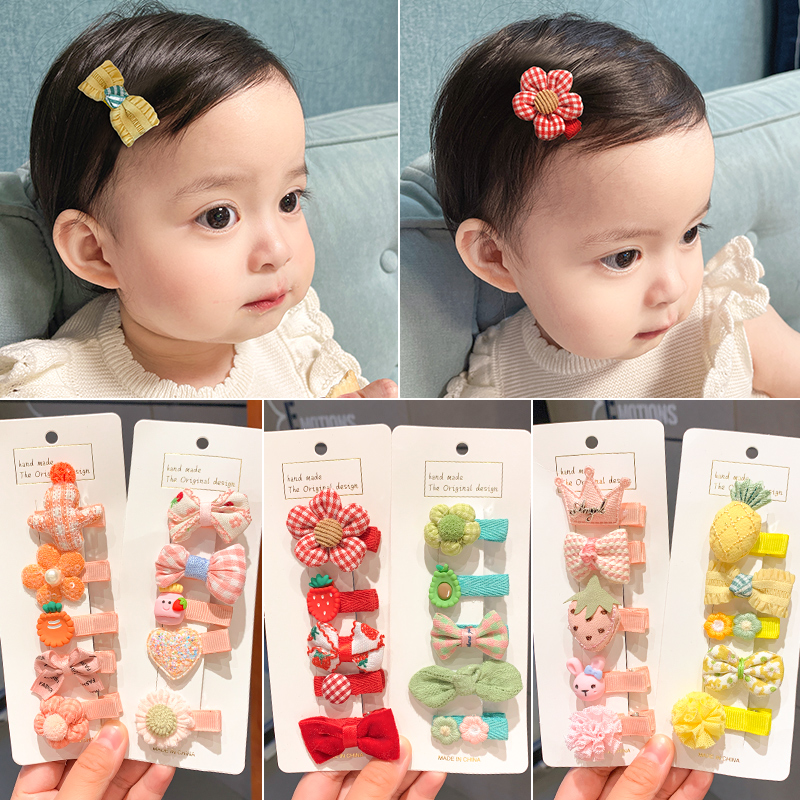 娃们0-3岁可爱女不伤发发夹包布