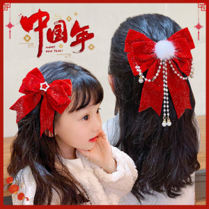 女童红色蝴蝶结头饰公主皇冠发卡