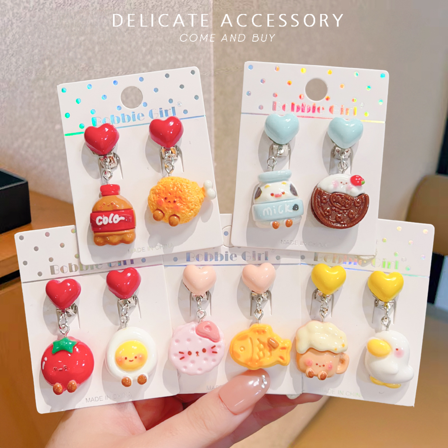 儿童无耳洞防痛耳夹女童宝宝可爱卡通零食萌趣假耳环不伤耳小玩具